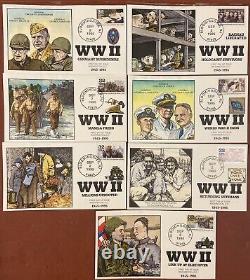Timbres des États-Unis FDC Seconde Guerre mondiale 29c 32c LOT de 36 Collins Première Jour Enveloppe Peinte à la Main WW2