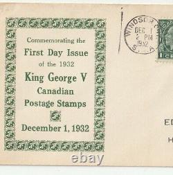 Timbres-poste FDC 3 rois George V de 1932 de 1 centime Bullseye Windsor Ont Hammond Indiana