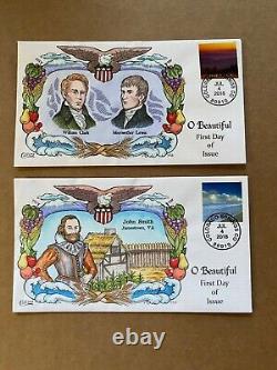 US FDC Collins Hand-Painted #5298 a-t SET 20 O Beautiful 2018 - US FDC Collins Peinte à la main #5298 a-t SET 20 O Beautiful 2018