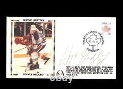 Wayne Gretzky JSA Signé 1982 Points Record Premier Jour Cover FDC Cache Autographe